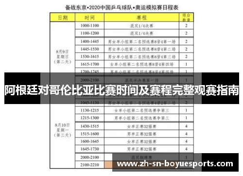 阿根廷对哥伦比亚比赛时间及赛程完整观赛指南